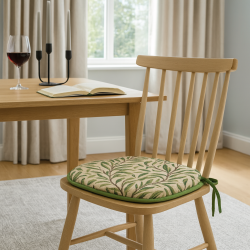 Coussin de chaise à fuseaux, tapisserie à motif de branches de saule | Coussin de chaise à motifs verts