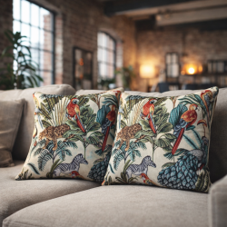Coussins en tapisserie inspirés de la forêt tropicale naturelle | Coussins de canapé en tapisserie à motifs