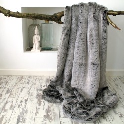 CLEARANCE! Black Base Koala Faux Fur Throw | Grey Faux Fur Sofa Throw