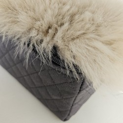 Grand lit pour animaux de compagnie en véritable peau de mouton. Lit orthopédique pour chien à poils longs Oyster
