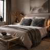 Paire de coussins en véritable peau de mouton à poils longs gris, 40 cm