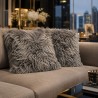 Pair Of Grey Long Haired Genuine Sheepskin Cushions 40cm