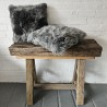 Coussins en Peau de Mouton Véritable 40cm | Paire de Coussins en Peau de Mouton à Poils Longs Gris