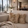 Pair Of Long Haired Genuine Sheepskin Cushions 40cm Oyster