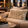 Pair Of Rectangular Cushions Genuine Sheepskin Oyster 30x50cm