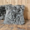 Two Large Grey Genuine Sheepskin Cushions 50cm