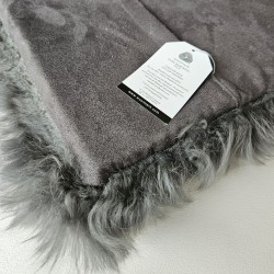Paire de coussins de siège carrés en véritable peau de mouton à poils longs, 40 cm, gris