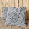 Paire de coussins en véritable peau de mouton à poils courts gris, 40 cm