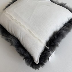 Genuine Sheepskin Cushions 40cm | Grey Long Haired Sheepskin Pillows