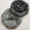 Paire de coussins de siège ronds en véritable peau de mouton à poils longs gris, 37 cm de diamètre