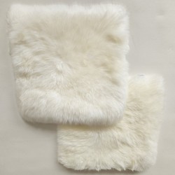 Paire de coussins de siège carrés en peau de mouton véritable à poils longs ivoire, 40 cm