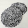 Paire de coussins de siège ronds en véritable peau de mouton grise à poils courts, 37 cm de diamètre