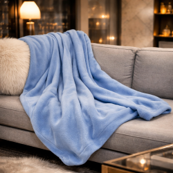 Plaid polaire bleu ciel | Couverture polaire bleu clair | Couvertures polaires |