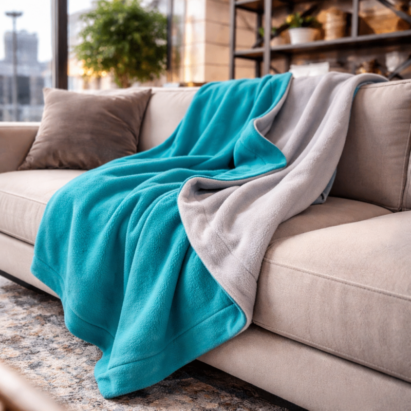 Reversible Grey Fleece Blanket Throw | Reversible Fleece Blankets