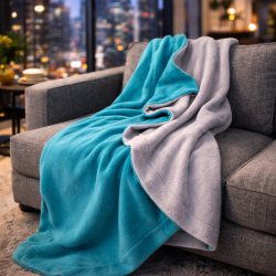 Reversible Grey Fleece Blanket Throw | Reversible Fleece Blankets