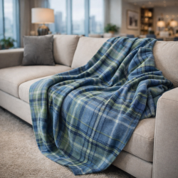 Blue Tartan Throw | Blue Tartan Check Blanket | Blue Tartan Check Throws