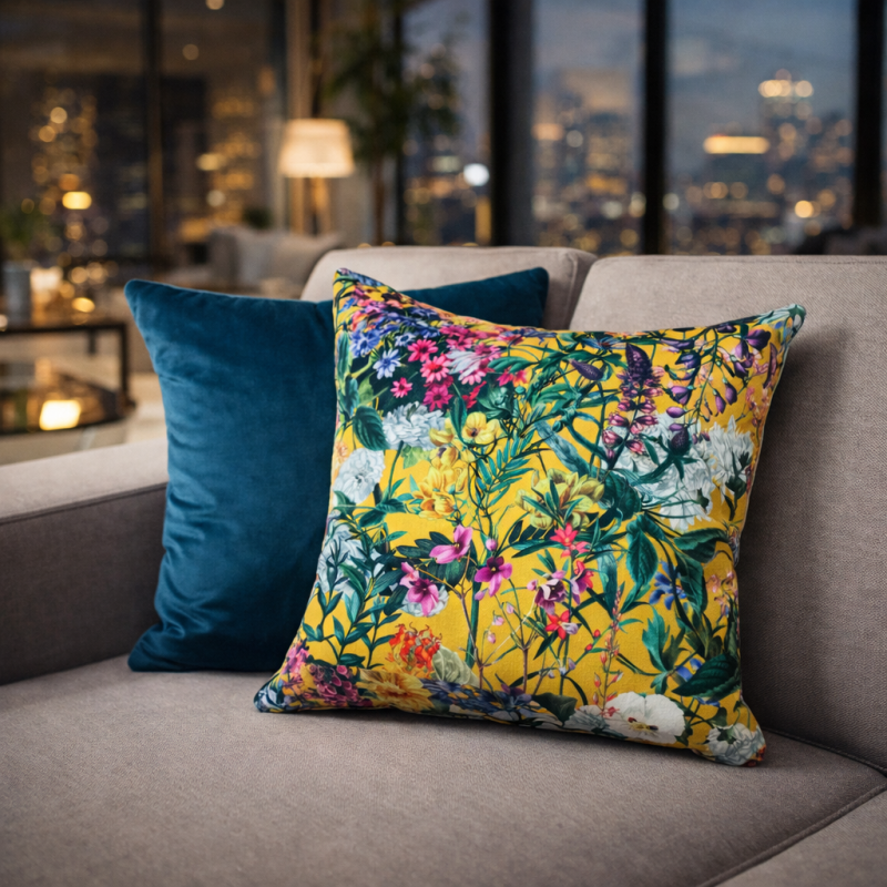Coussin réversible en velours Midsummer | Coussins réversibles en velours à motifs floraux