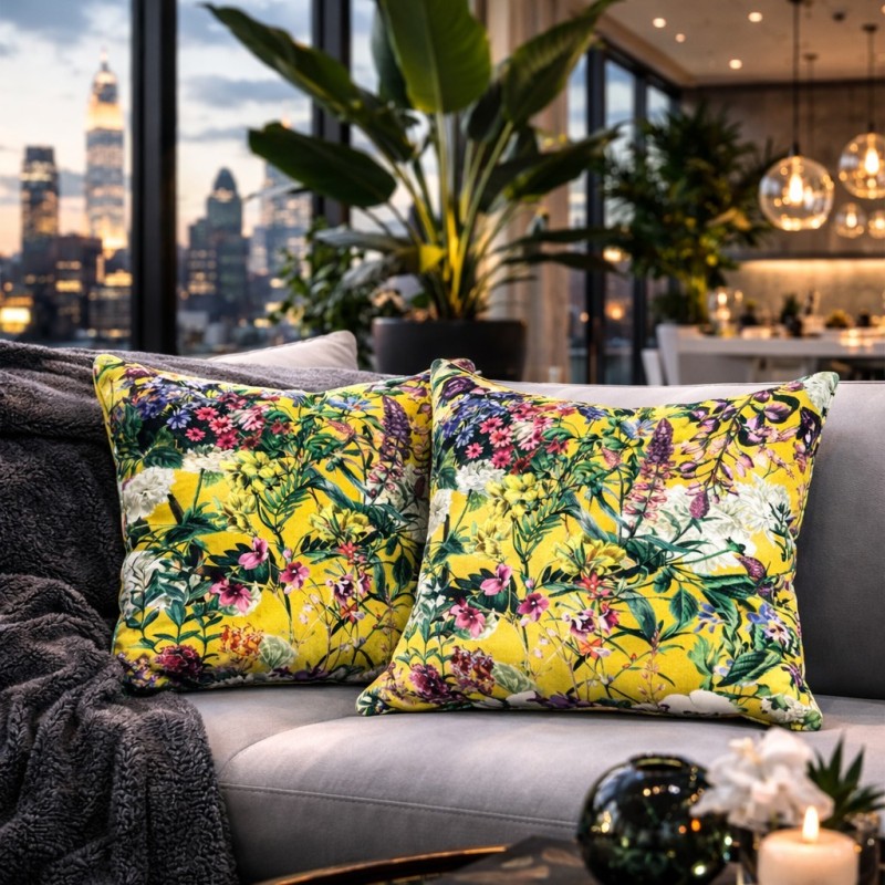Coussins en velours de luxe pour la Saint-Jean | Coussins en velours à imprimé floral |