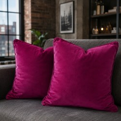 Coussins décoratifs en velours rose vif | Coussins unis en velours rose