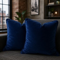Navy Blue Velvet Cushions | Plain Blue Velvet Scatter Cushions