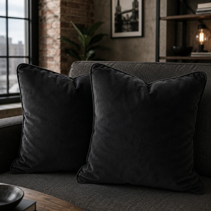 Black Velvet Scatter Cushions | Plain Black Velvet Pillows