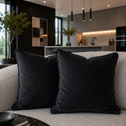 Coussins décoratifs en velours noir | Oreillers unis en velours noir