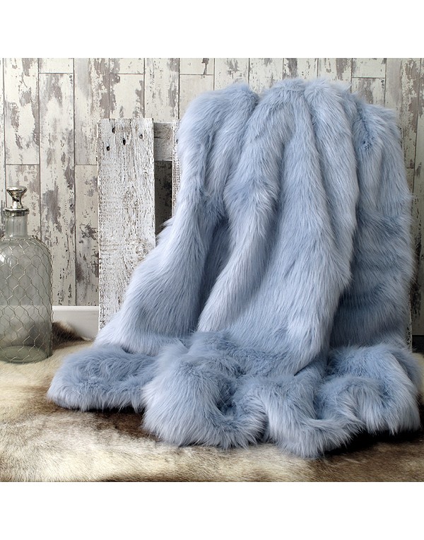 Baby Blue Faux Fur Throw, Light Blue Throws For Sofas