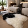 Tapis en peau de mouton noir et blanc, tapis en peau de mouton islandaise naturelle