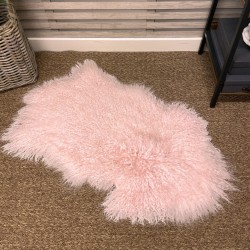 Pale Pink Tibetan Sheepskin Rug | Curly Haired Sheepskin Rug